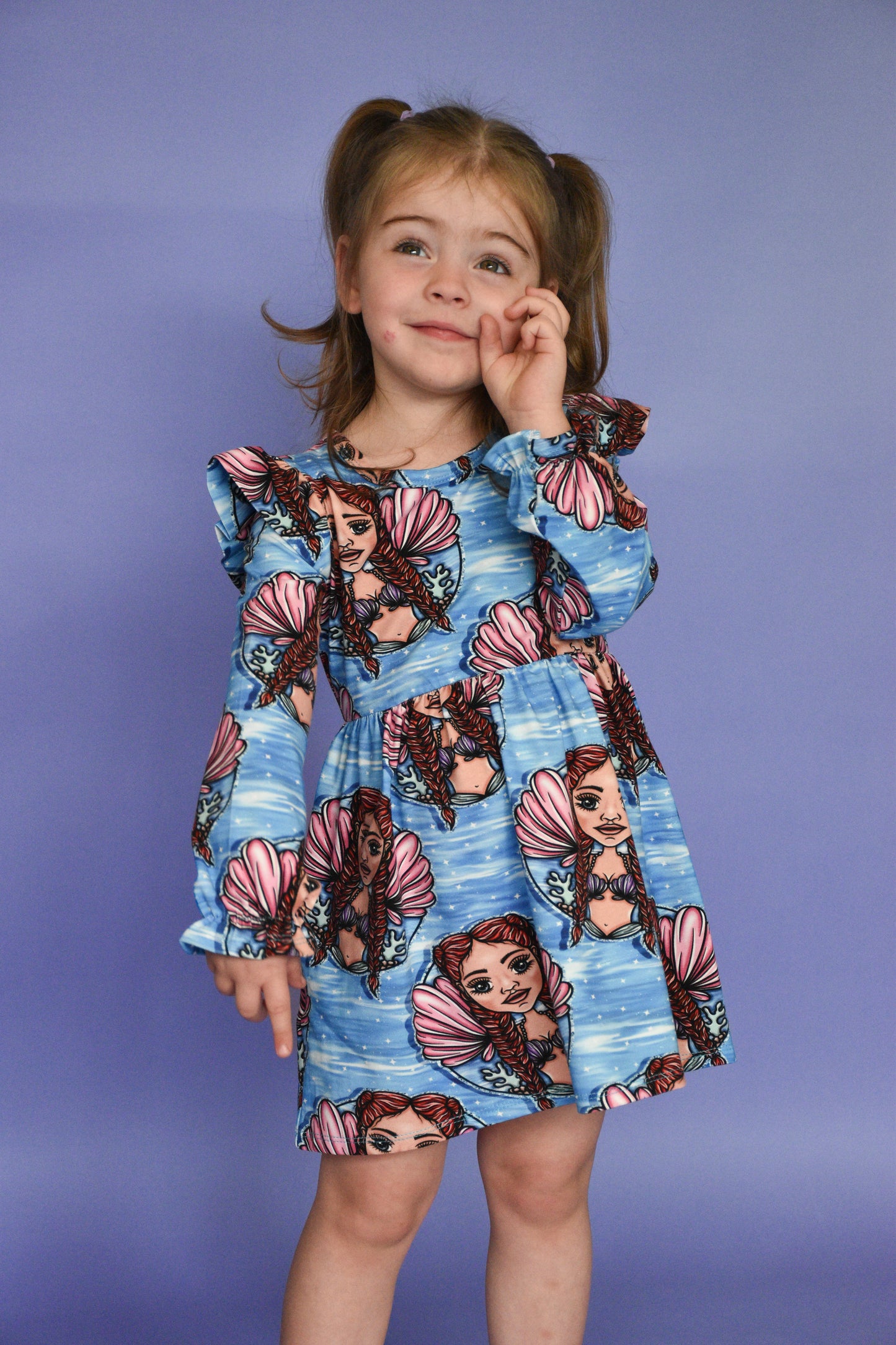 Pre Made Mermaid Babe Ruffle Dresses - Deep Sea Dreams & Pretty Pink Shells