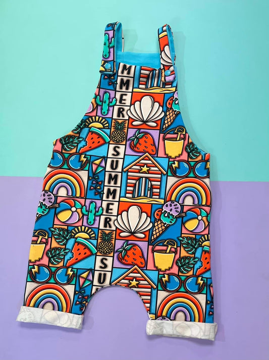 Pre Made Summer Patchwork Short  Dungarees