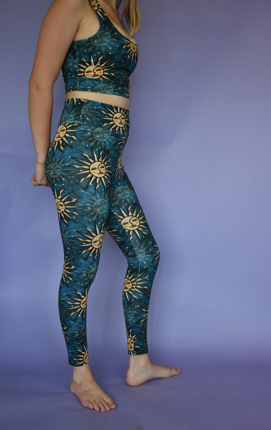 Pre Made Comfy Adult Leggings - Sun and Moon