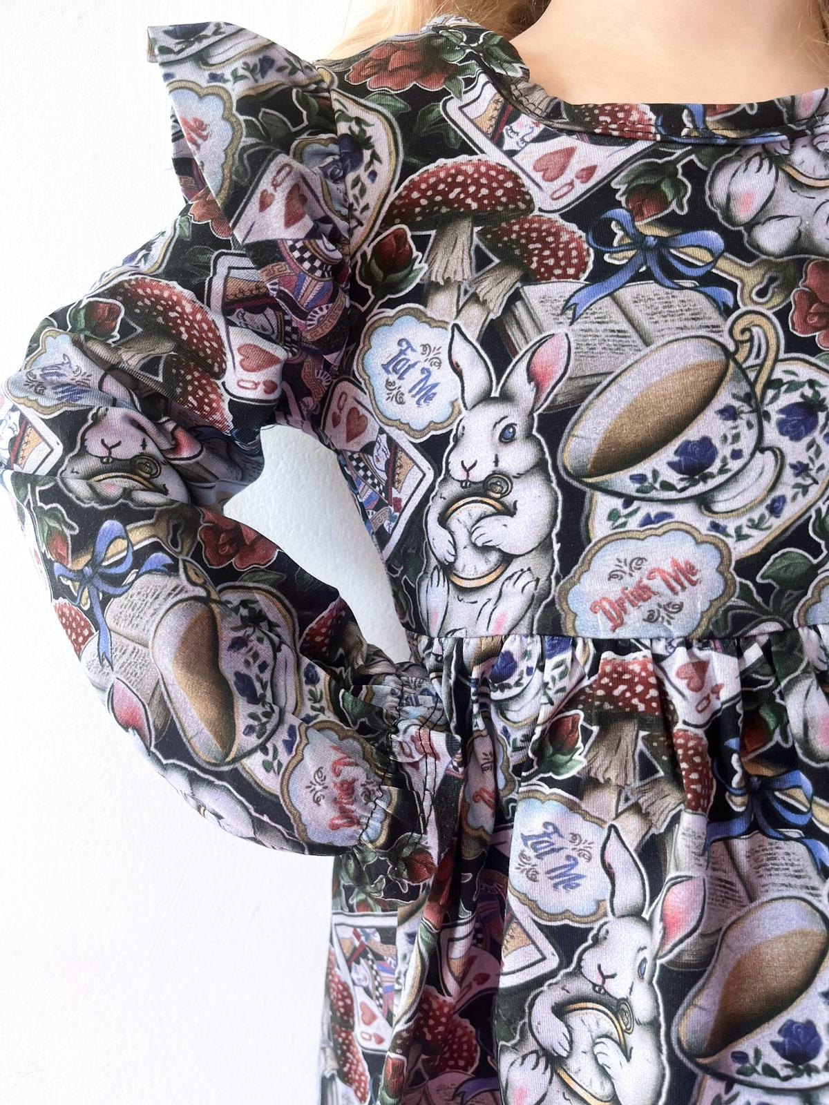 Pre Made White Rabbit Ruffle Dresses - Wonderland Whimsical Dress