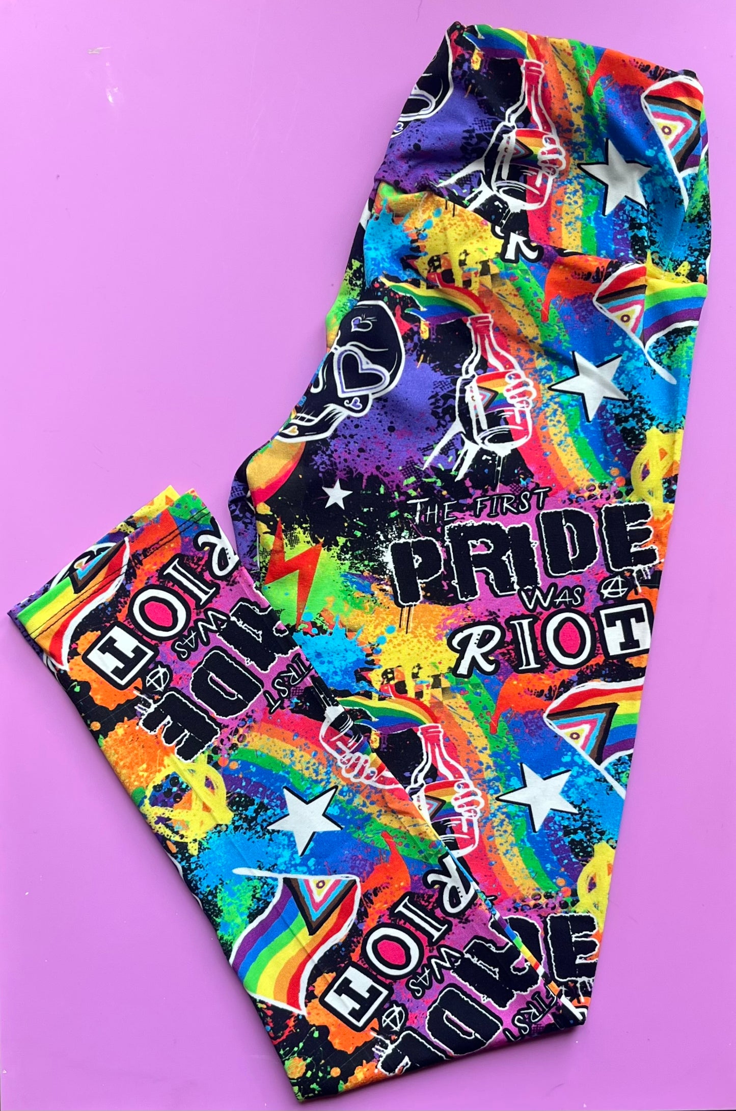Pre Made Comfy Adult Leggings - The First Pride was a Riot