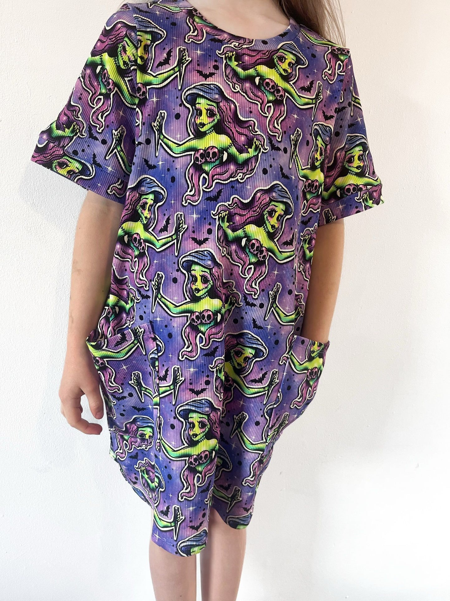 Pre Made Gothic ‘Where the People Aren’t’ Print Smock Dress with Pockets