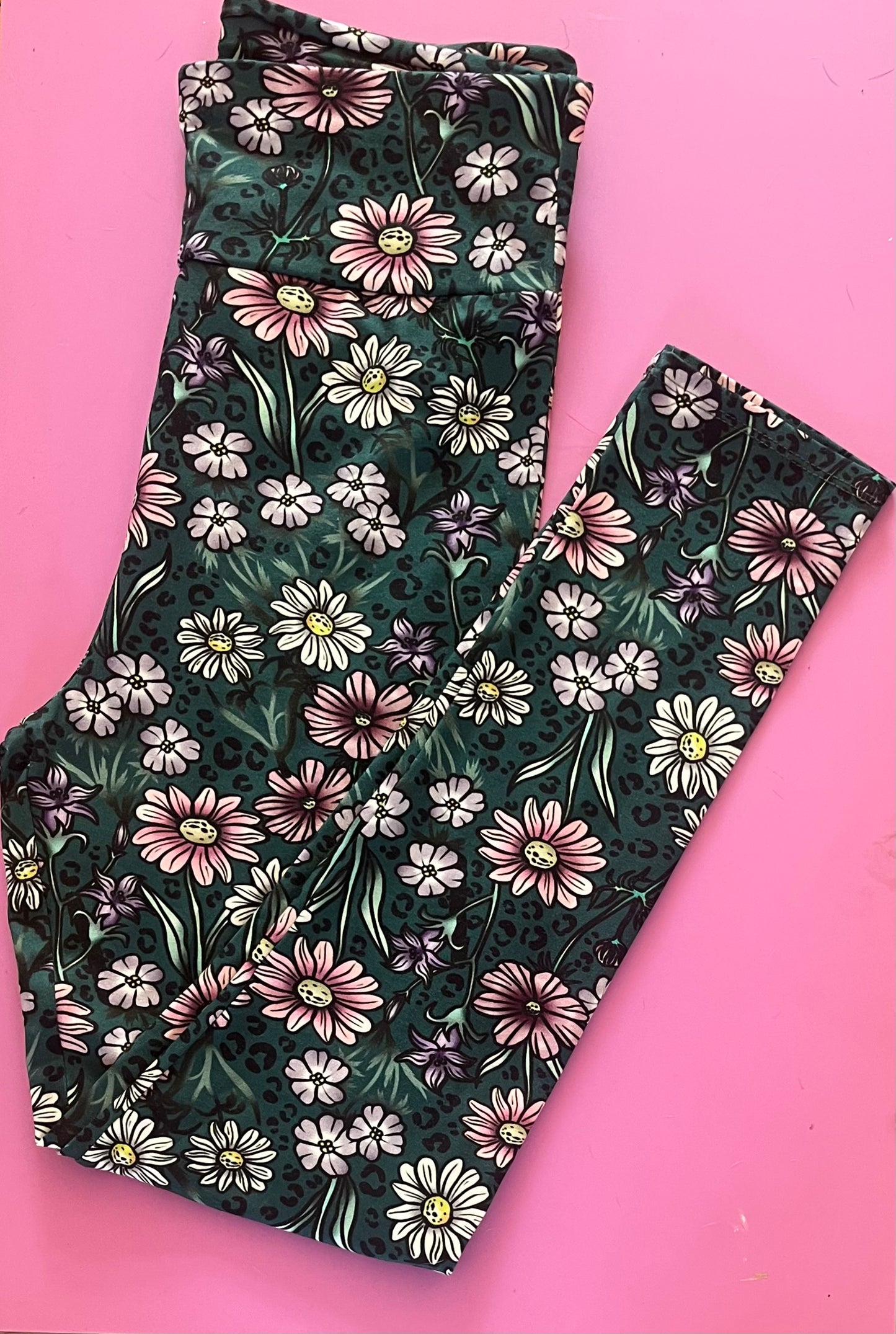 Pre Made Comfy Adult Leggings - Leopard Wildflower