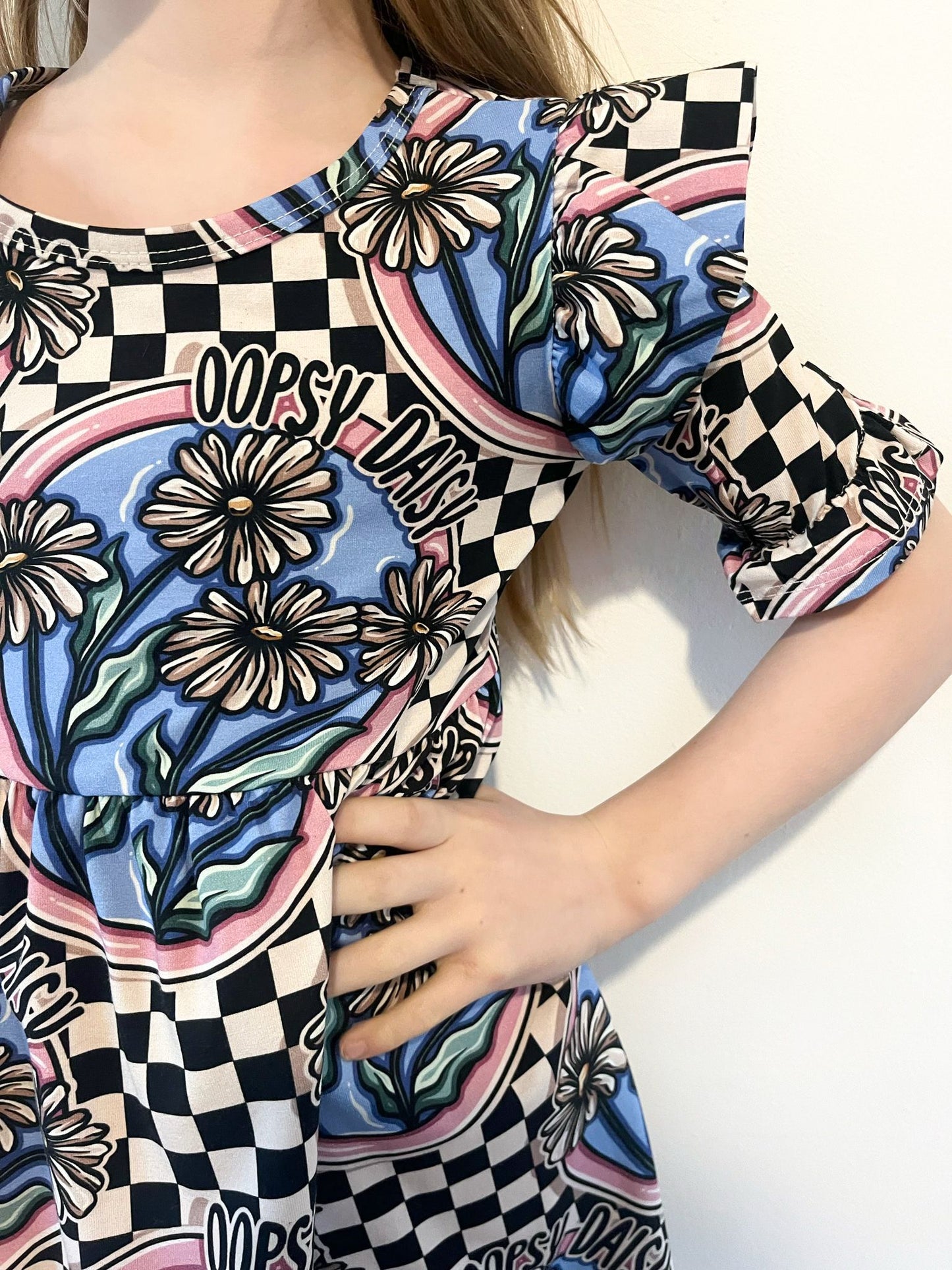 Pre Made Oopsy Daisy Short Sleeve Ruffle Dresses – Bold Florals & Retro Vibes