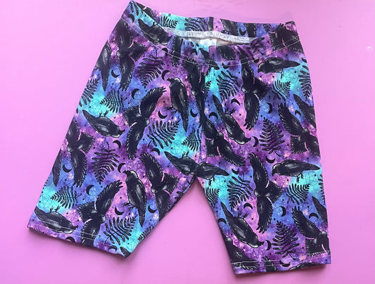 Pre Made Ribbed Galaxy Ravens Standard Length Cycle Shorts