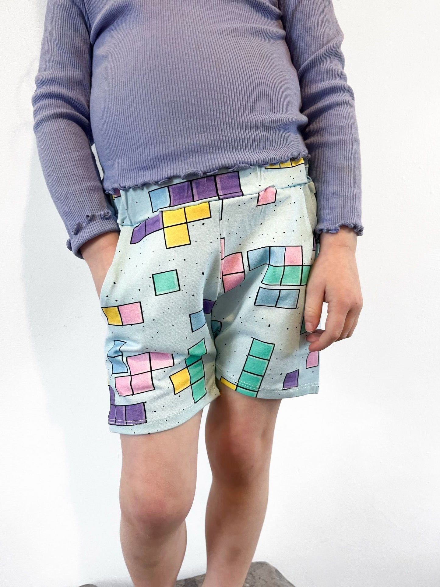 Pre Made Pastel Puzzle Jogger Shorts