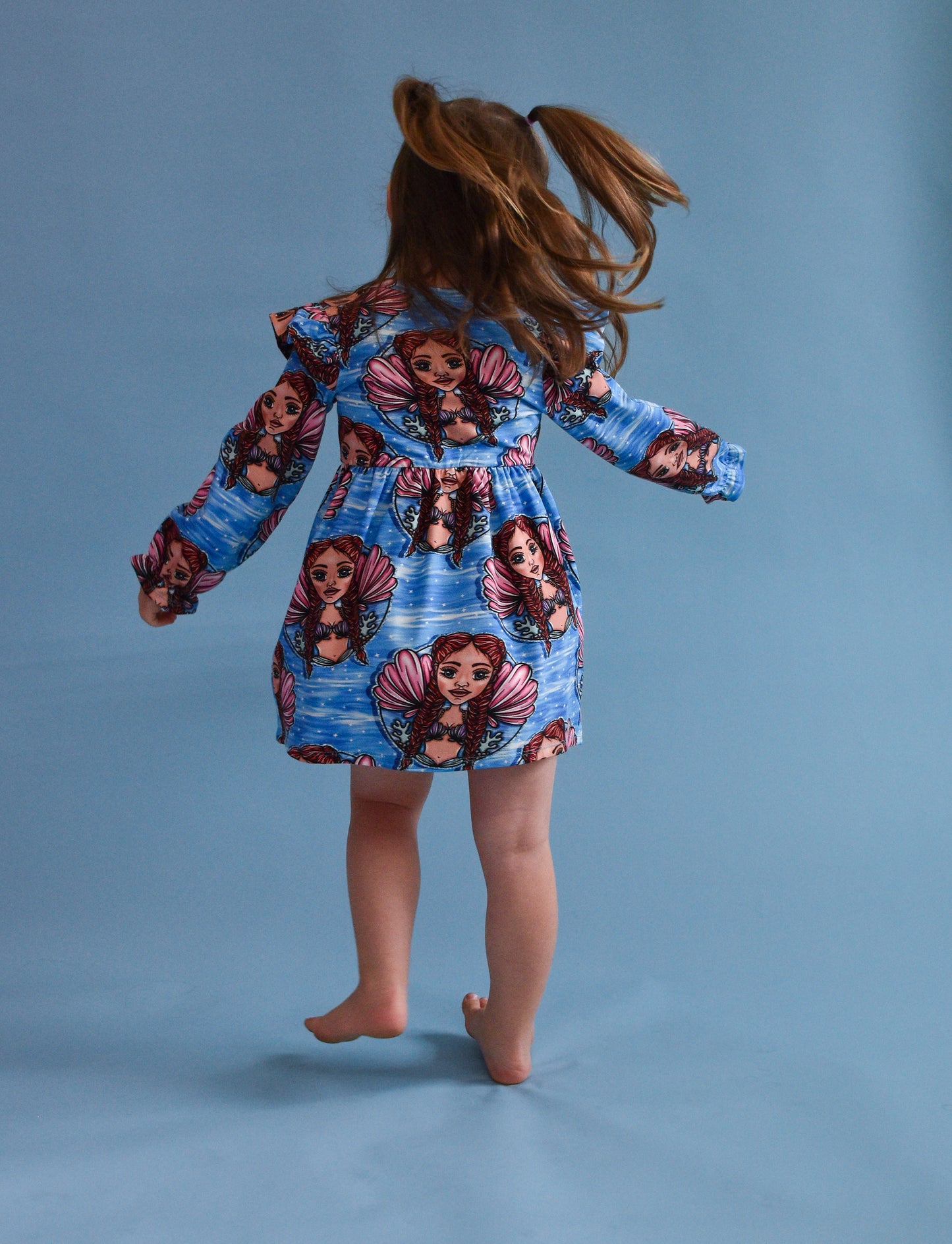 Pre Made Mermaid Babe Ruffle Dresses - Deep Sea Dreams & Pretty Pink Shells