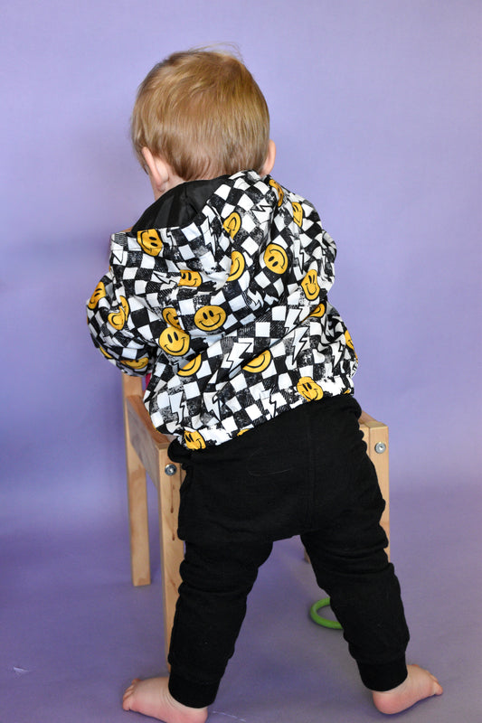 Grunge Checkerboard Smiley Windbreaker