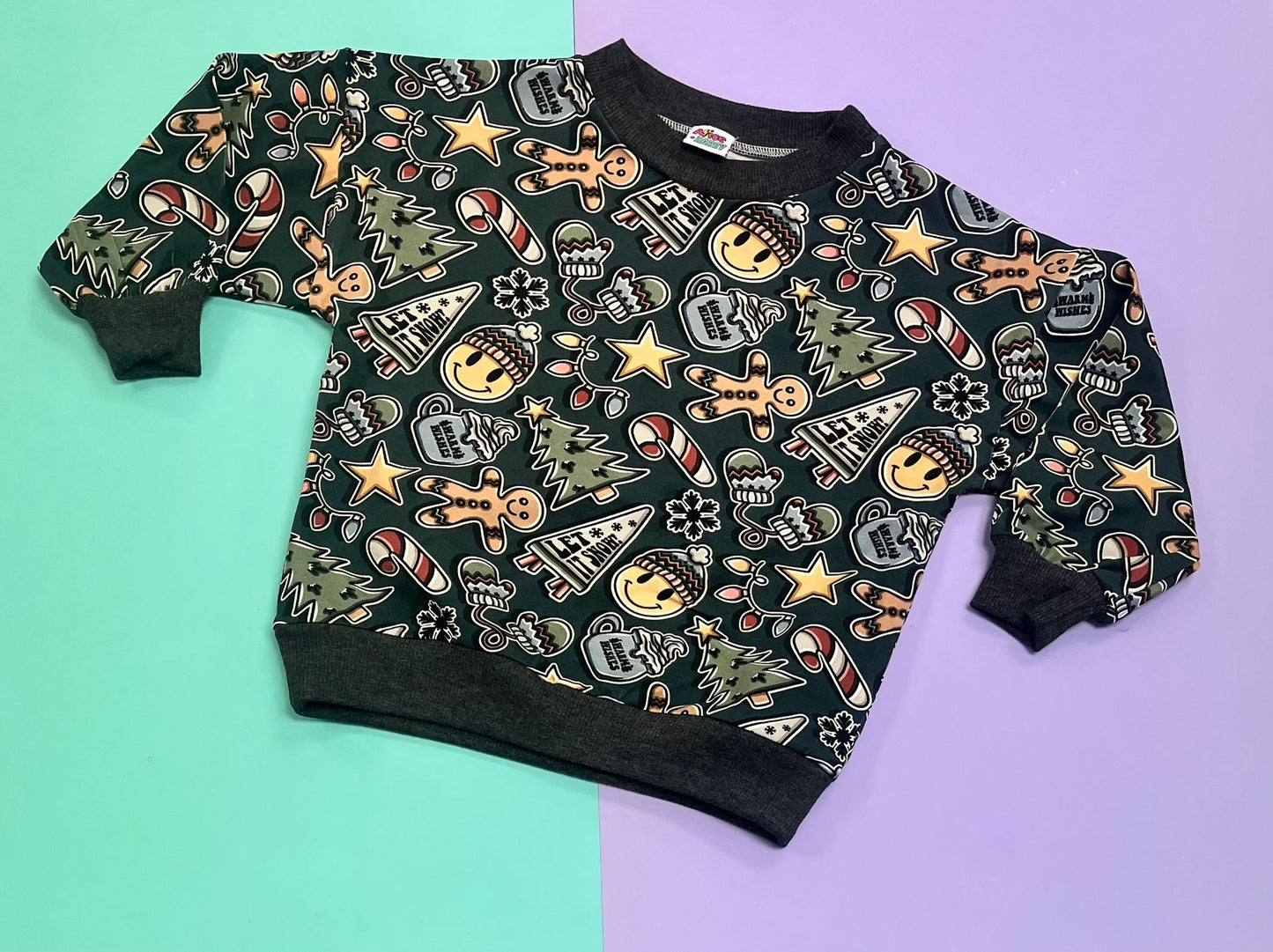 Pre Made Xmas Stickers Slouchy Sweater