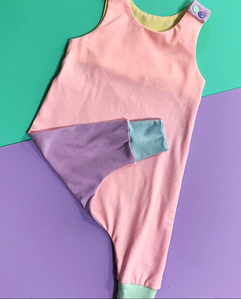 Colour Block Overall Romper