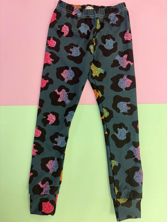 Pre Made Teal Bold Leopard Leggings
