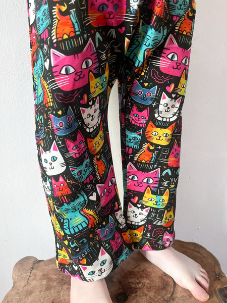 Pre Made Crazy Cats Wide Leg Dungs