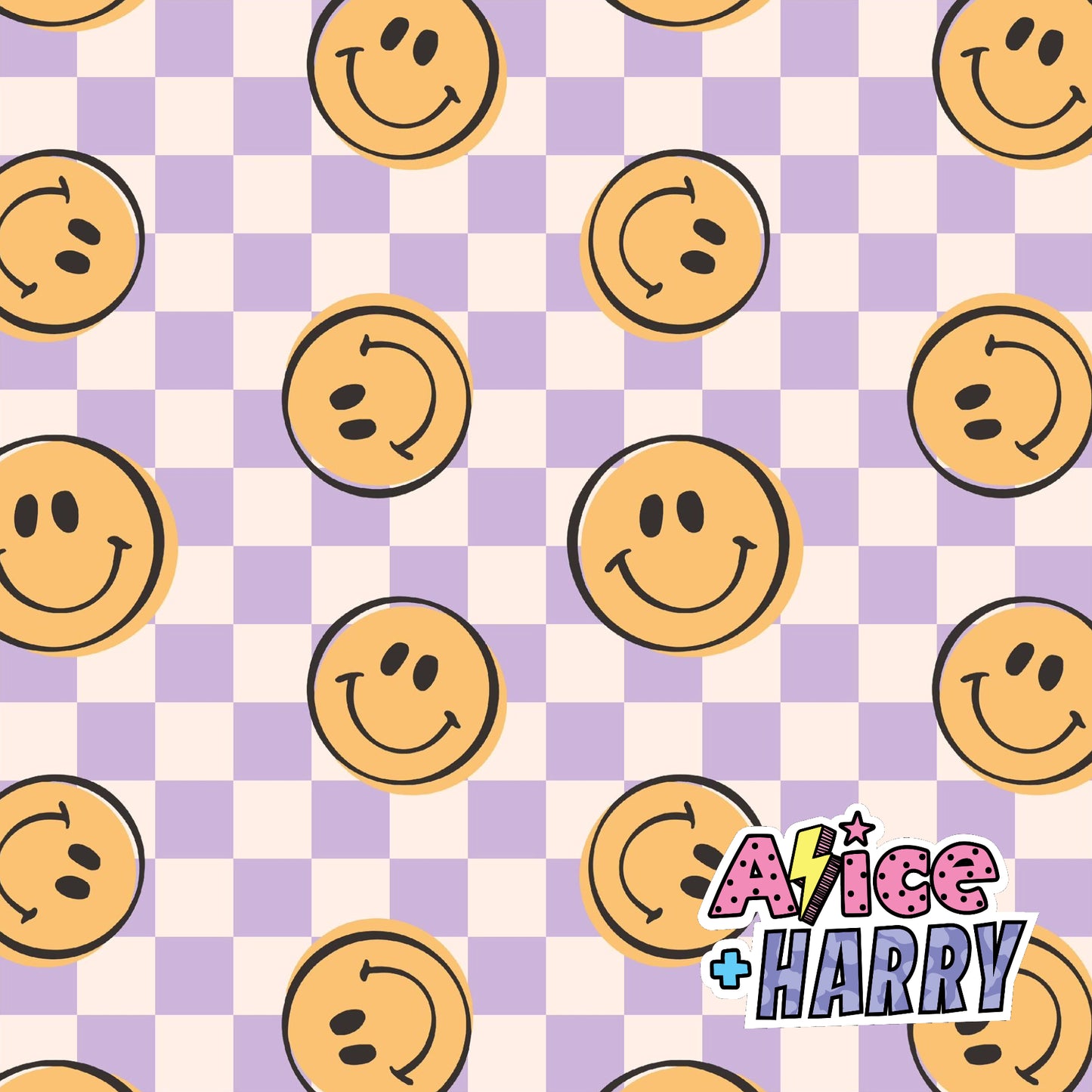 Lilac Smiley Check Pullover Hoodie