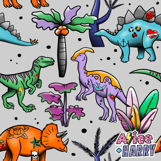 Tattoo Dino Sleeved Romper