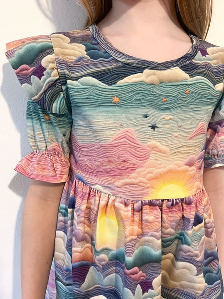 Pre Made Pretty Sunsets Short Sleeve Ruffle Dresses