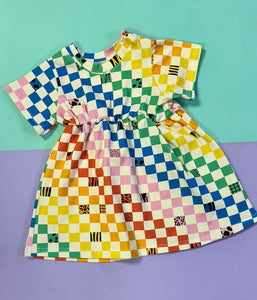 Bright Rainbow Checkerboard Dresses (All Styles)