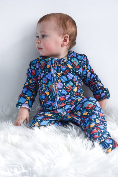 Pre Made Quilted Retro Symmetry Sleepsuits