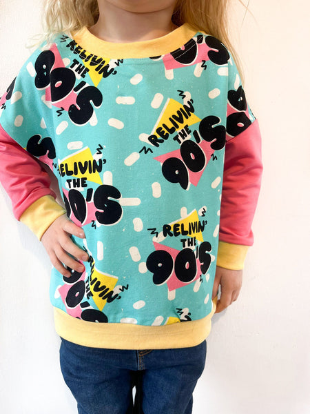 Pre Made Relivin the 90s Yellow/Pink Skater Sweaters