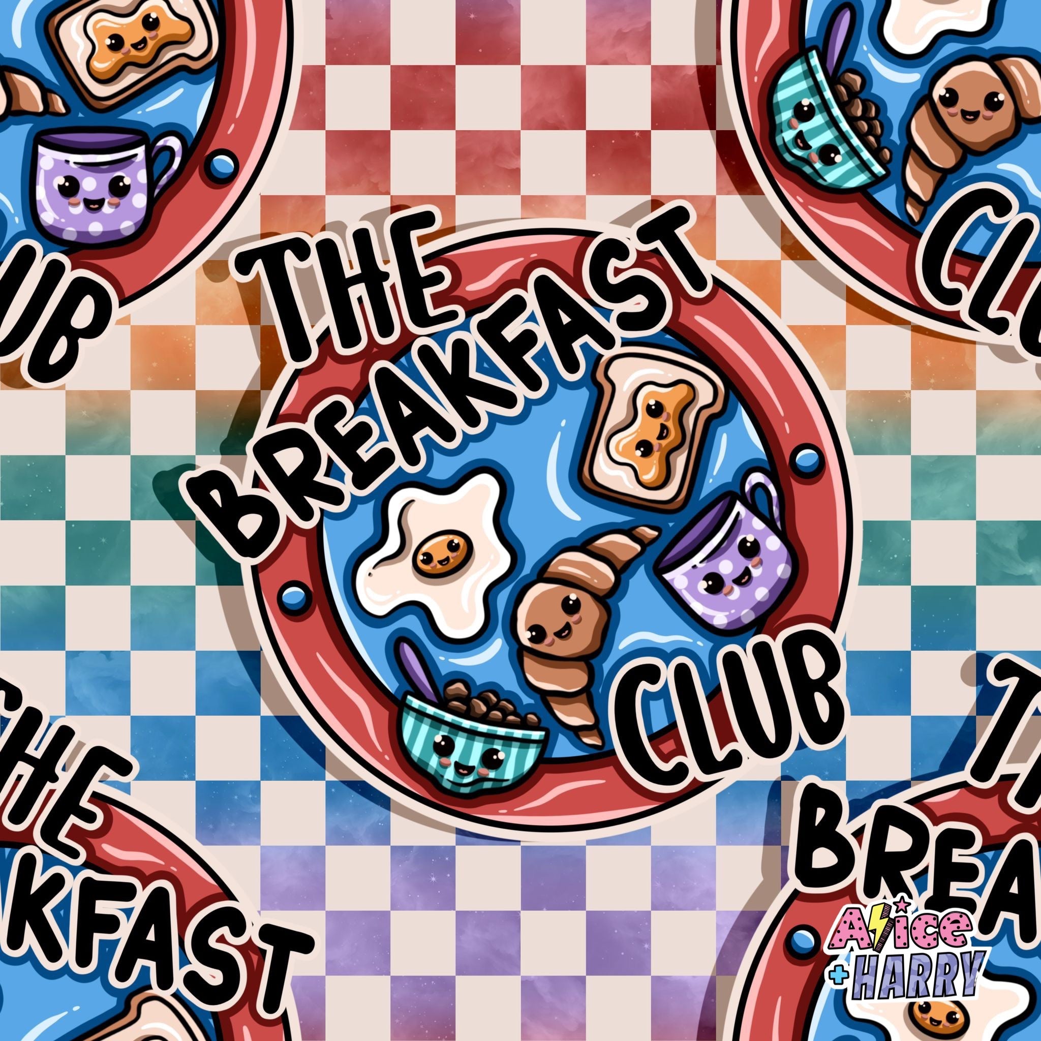 Rainbow Check Breakfast Club Pullover Hoodie