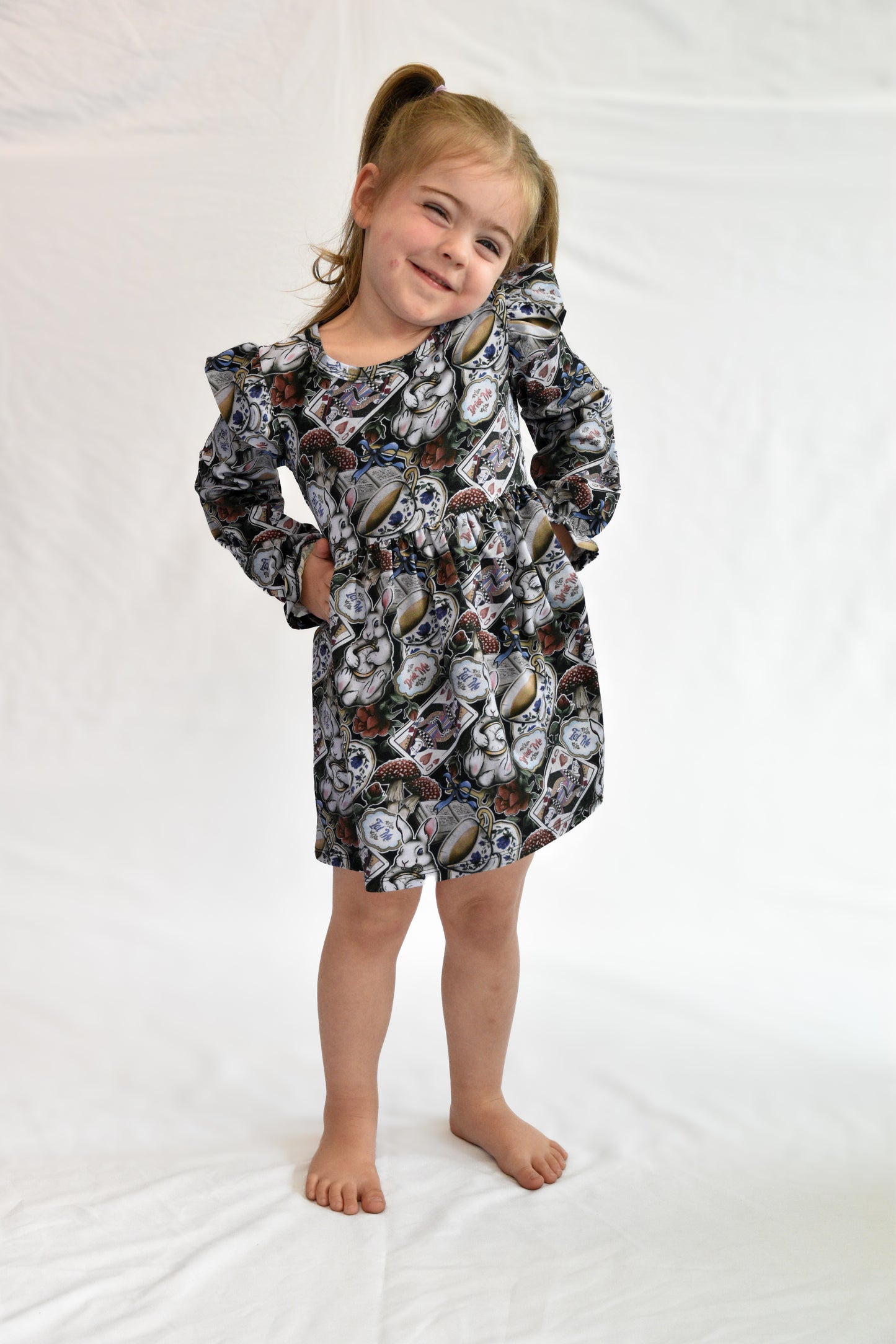 Pre Made White Rabbit Ruffle Dresses - Wonderland Whimsical Dress