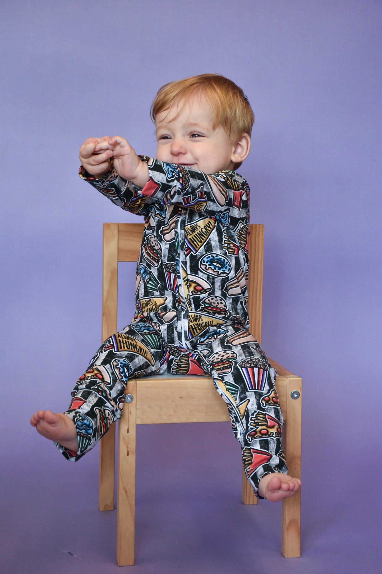 Ready To Post Always Hungry Standard Jersey Zipped Sleepsuits