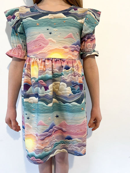 Pre Made Pretty Sunsets Short Sleeve Ruffle Dresses