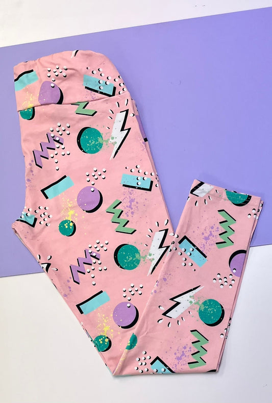 Pre Made Comfy Adult Leggings - Pink Retro