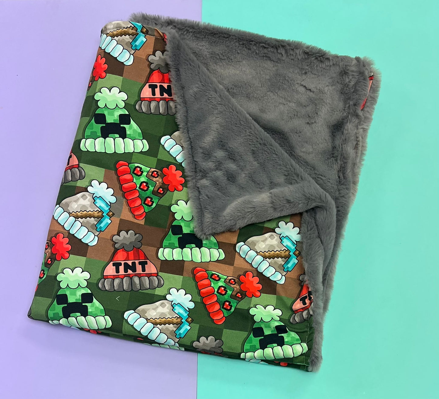 Pre Made Christmas Craft Blanket Faux Fur Lined