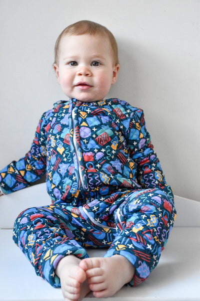 Pre Made Quilted Retro Symmetry Sleepsuits