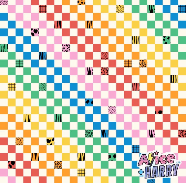 Bright Rainbow Checkerboard Hair Accessories