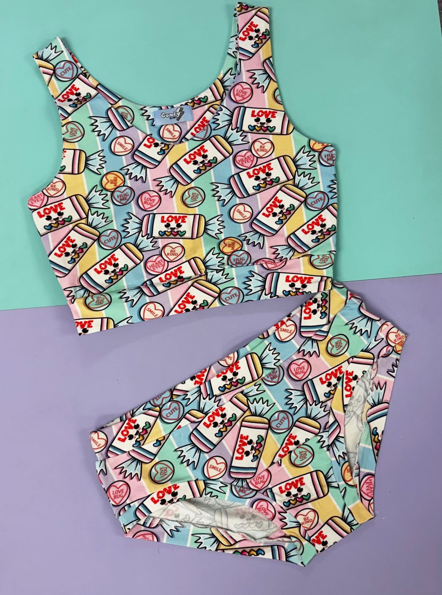 Comfy Adult Crop Top - Sweetie Love - Ready Made