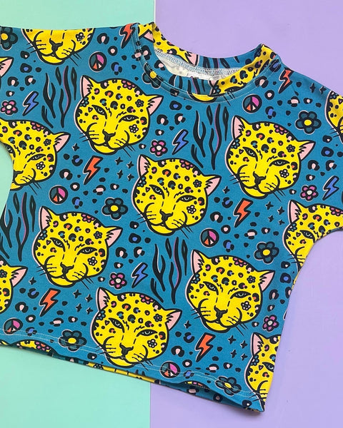 Petrol Leopard Boxy Tee