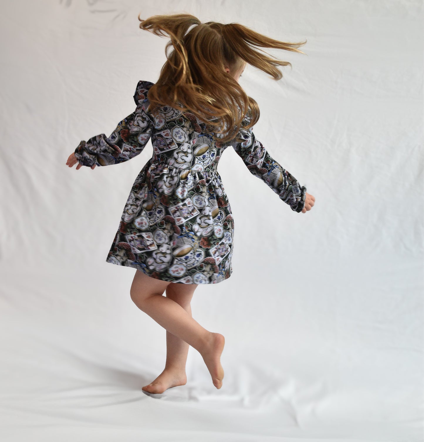 Pre Made White Rabbit Ruffle Dresses - Wonderland Whimsical Dress