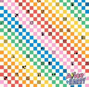 Bright Rainbow Checkerboard Adult Baggy Crop