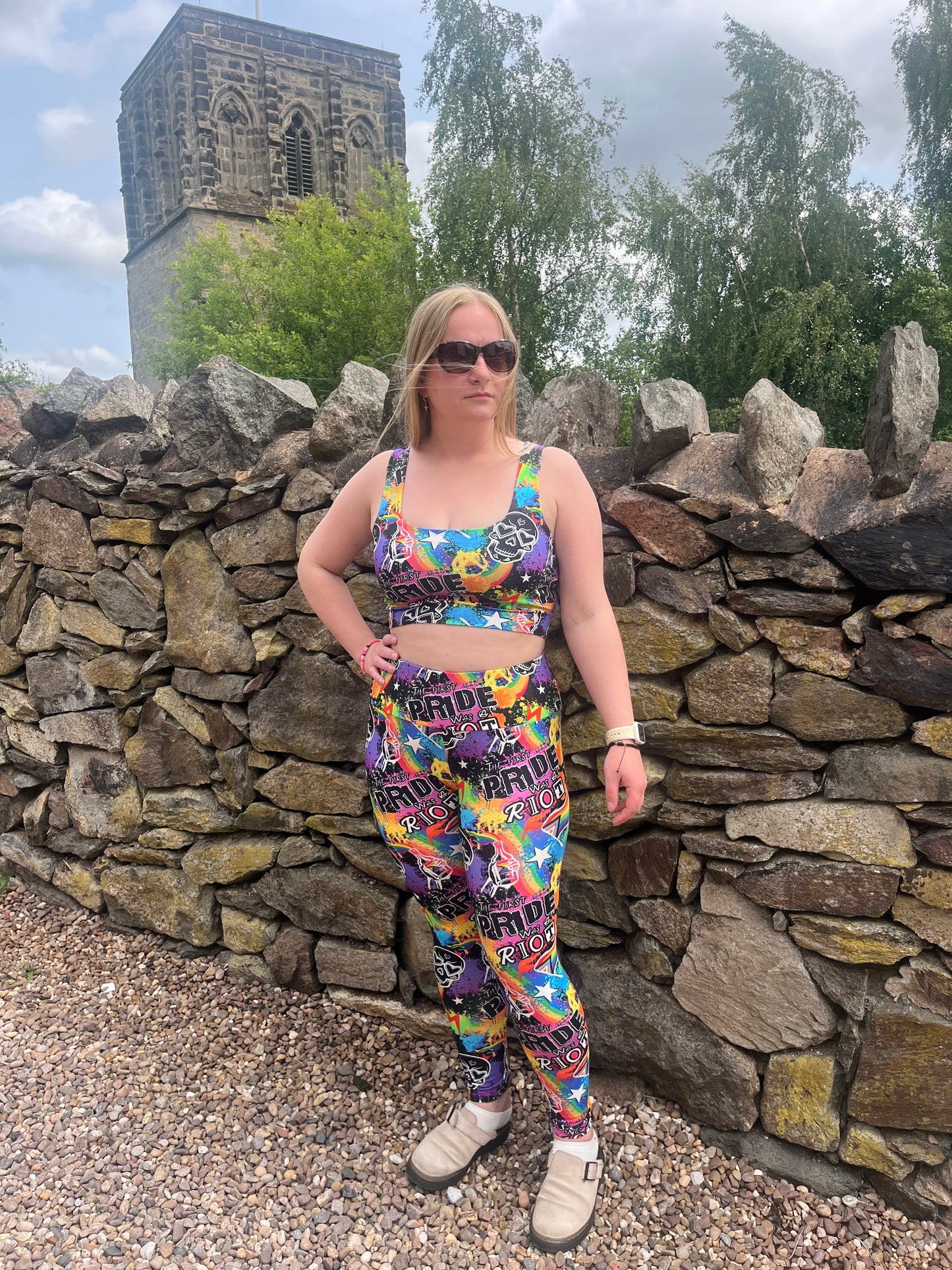 Pre Made Comfy Adult Leggings - The First Pride was a Riot