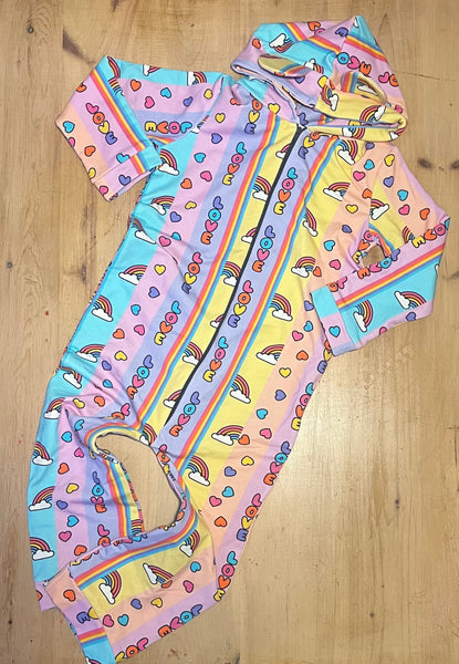 Ready To Post Love Stripes Zipped Onesies