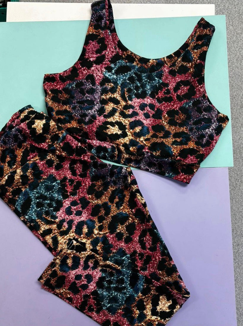 Glitter Leopard Adult Crop Top