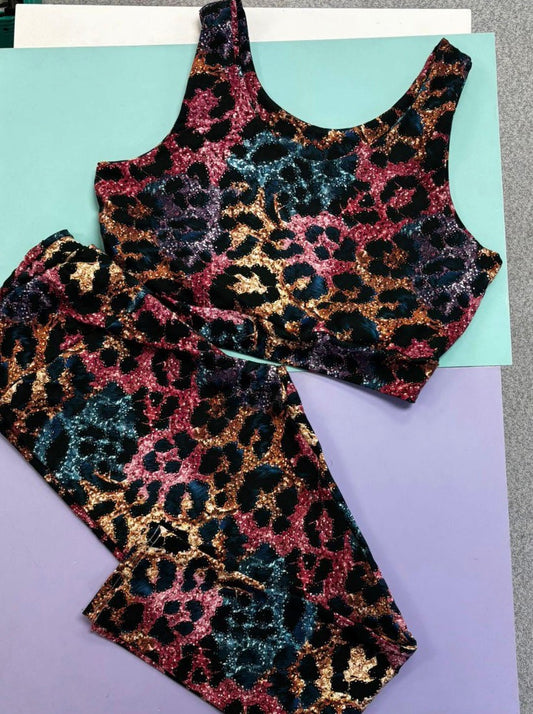Glitter Leopard Adult Crop Top