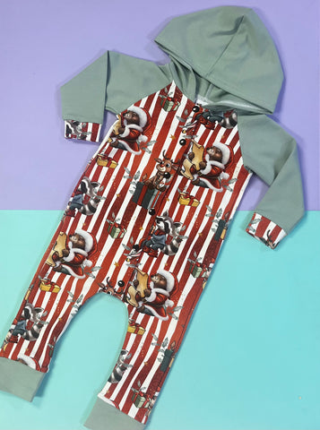 Pre Made Stripey Christmas Hooded Rompers