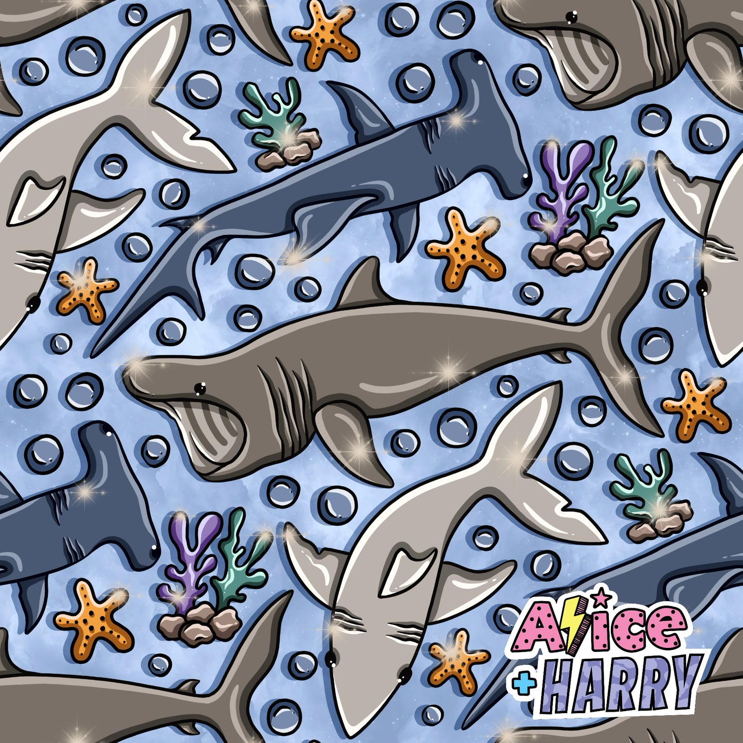 Blue Sharks Pullover Hoodie