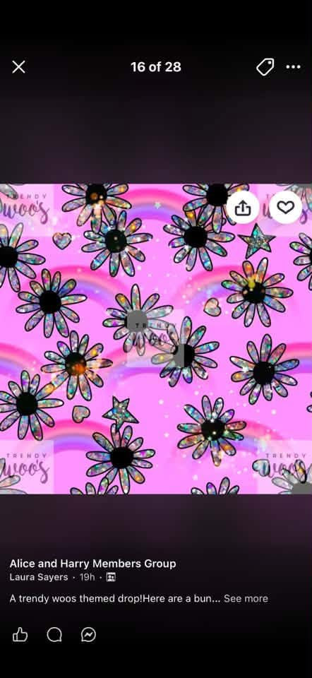 Custom Saz glitter daisies M pants. 6-8week turnaround