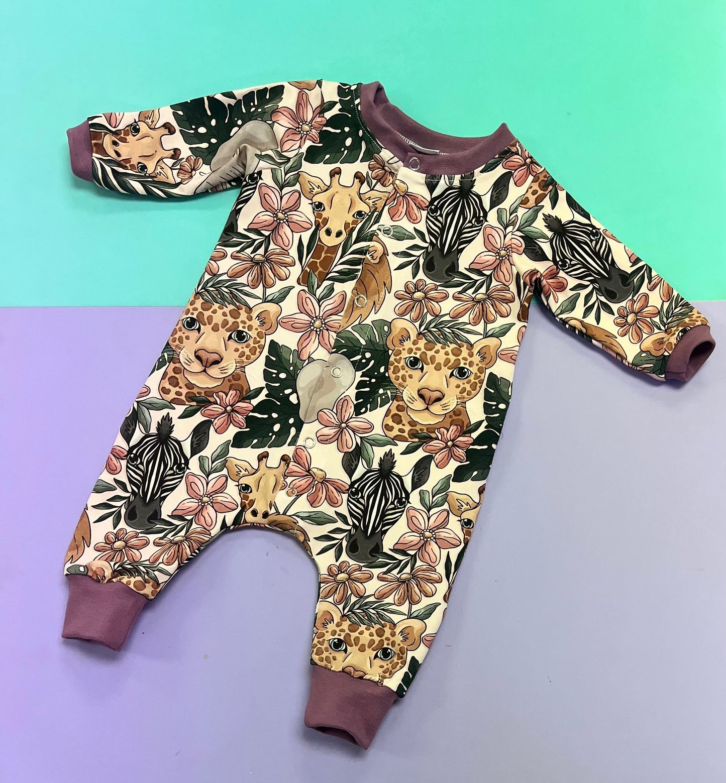 Safari Blossom Sleeved Romper
