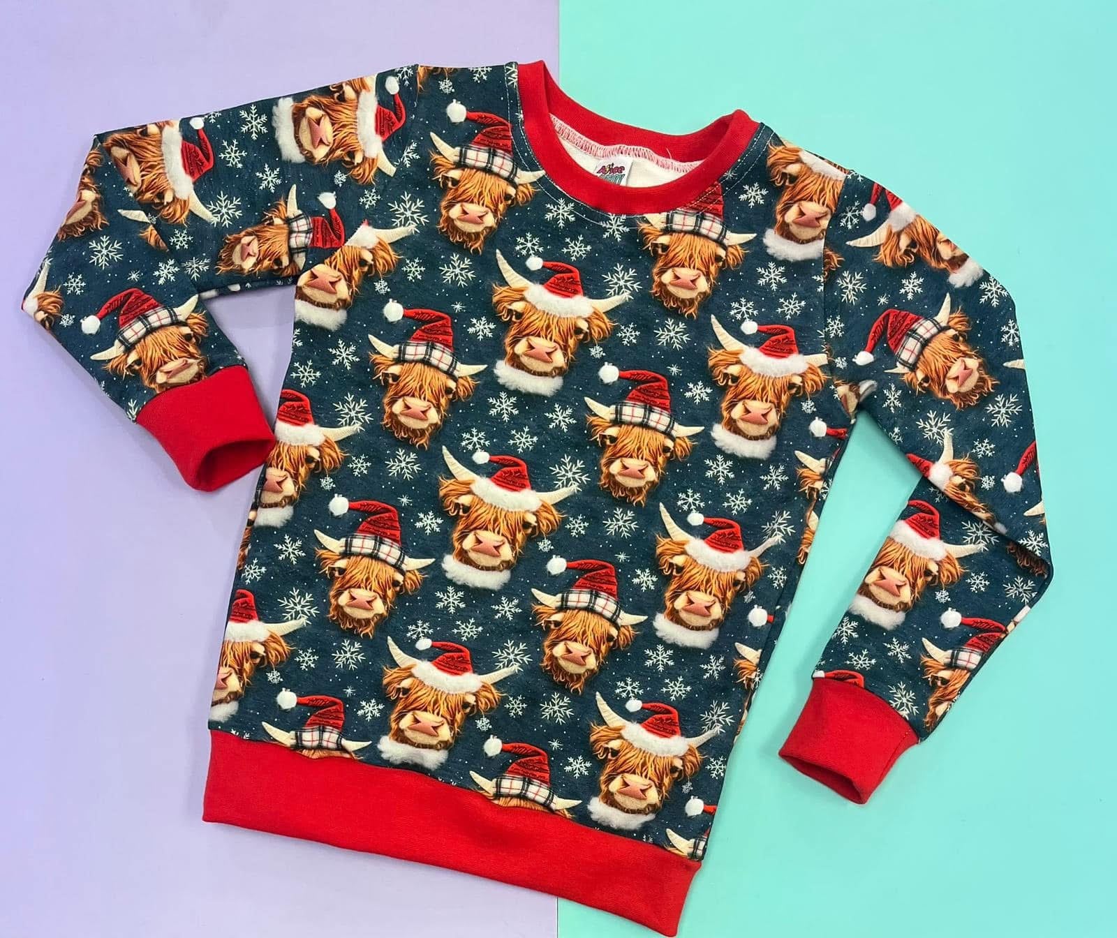 Pre Made Christmas Highland Cow Sweatshirts