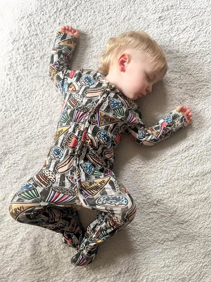 Ready To Post Always Hungry Standard Jersey Zipped Sleepsuits