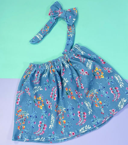 Pastel Floral Waffle Twirly Skirt