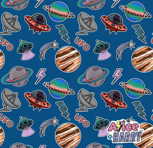 Space Stickers Adult Baggy Crop