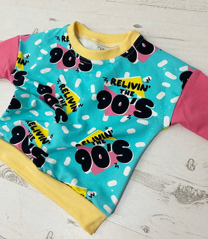Pre Made Relivin the 90s Yellow/Pink Skater Sweaters