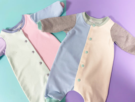 Pastel Colour Block Sleeved Romper